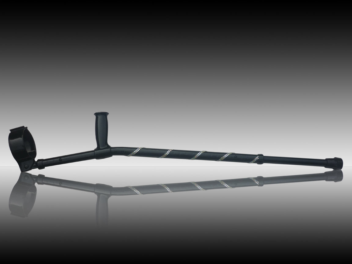 Helenix Black Embellished Crutch in black with white diamanté lined around around the crutch every few inches