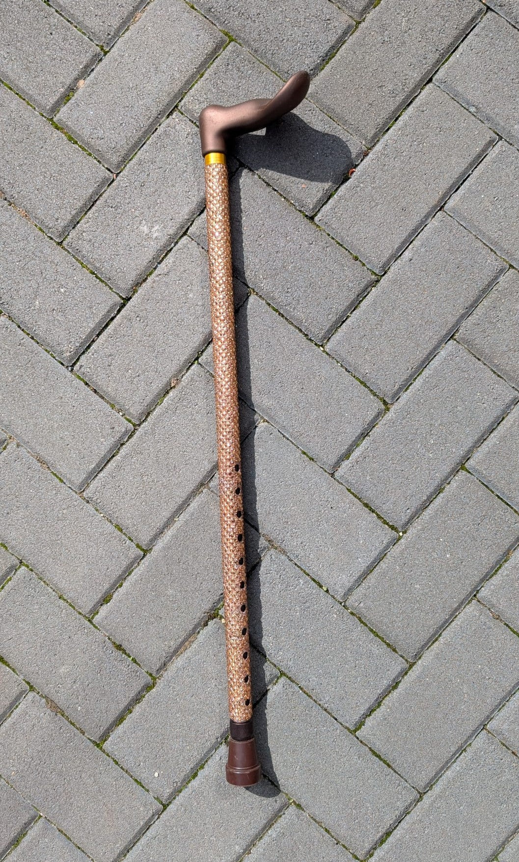 Walking Stick with bronze rhinestones a grey pavementnes