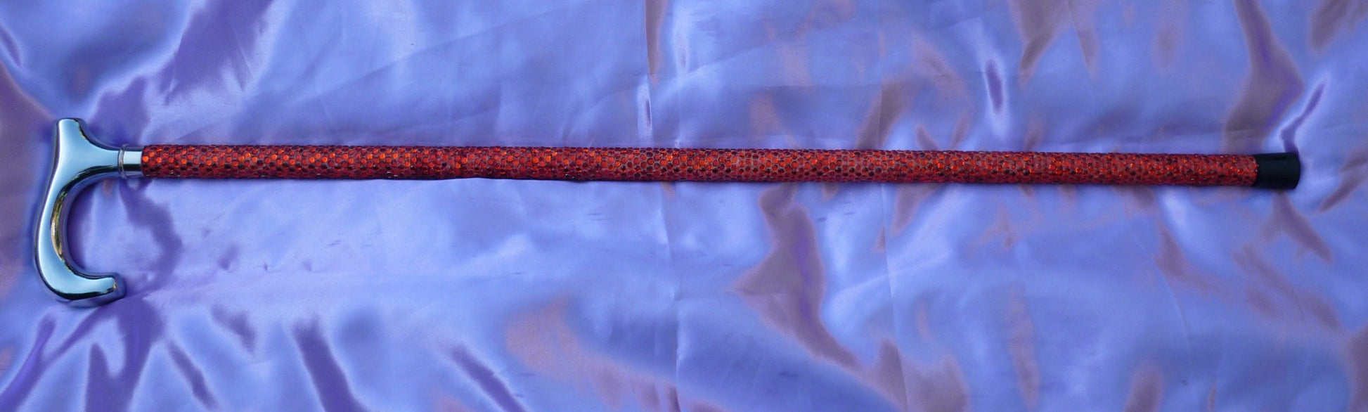 Sparkle Cane Walking Stick with red Rhinestones and chrome 